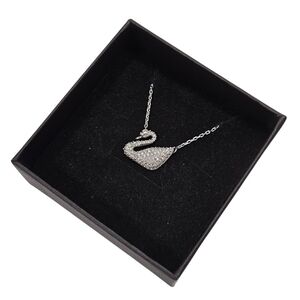 Swarovski Silver Tone Crystal Swan Pendant Necklace